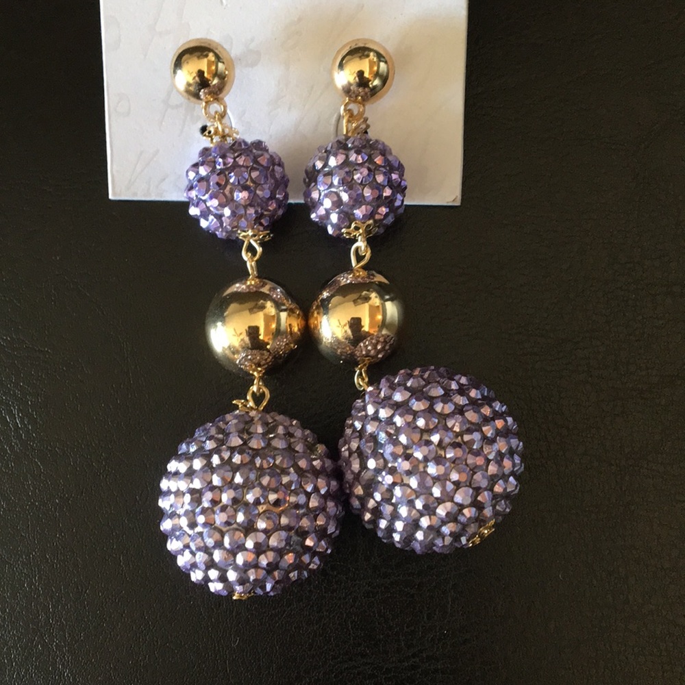 NWT XOXO 4 tier Ball Earrings Gold & Purple